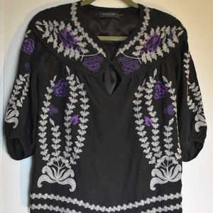 MM Couture by Miss Me Silk Peasant Boho Blouse S